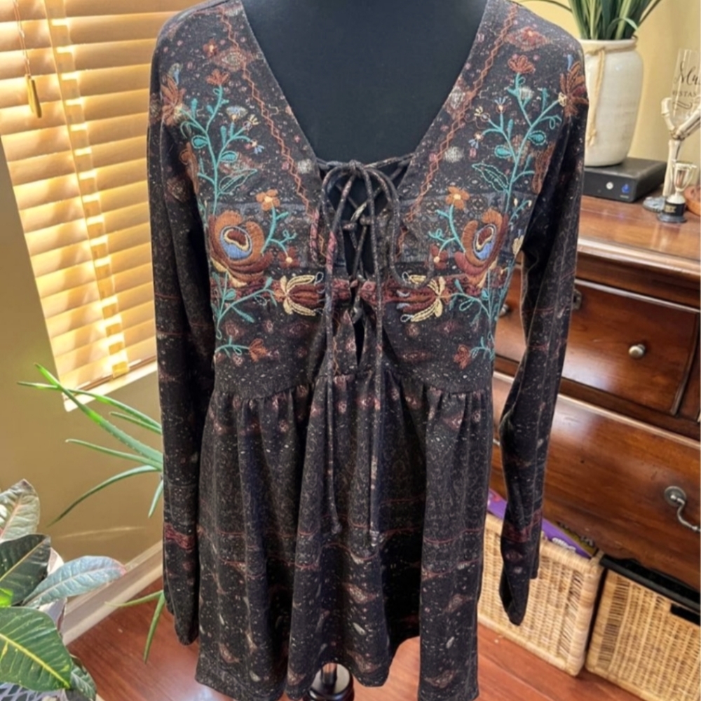 Brown Boho Top (Medium)